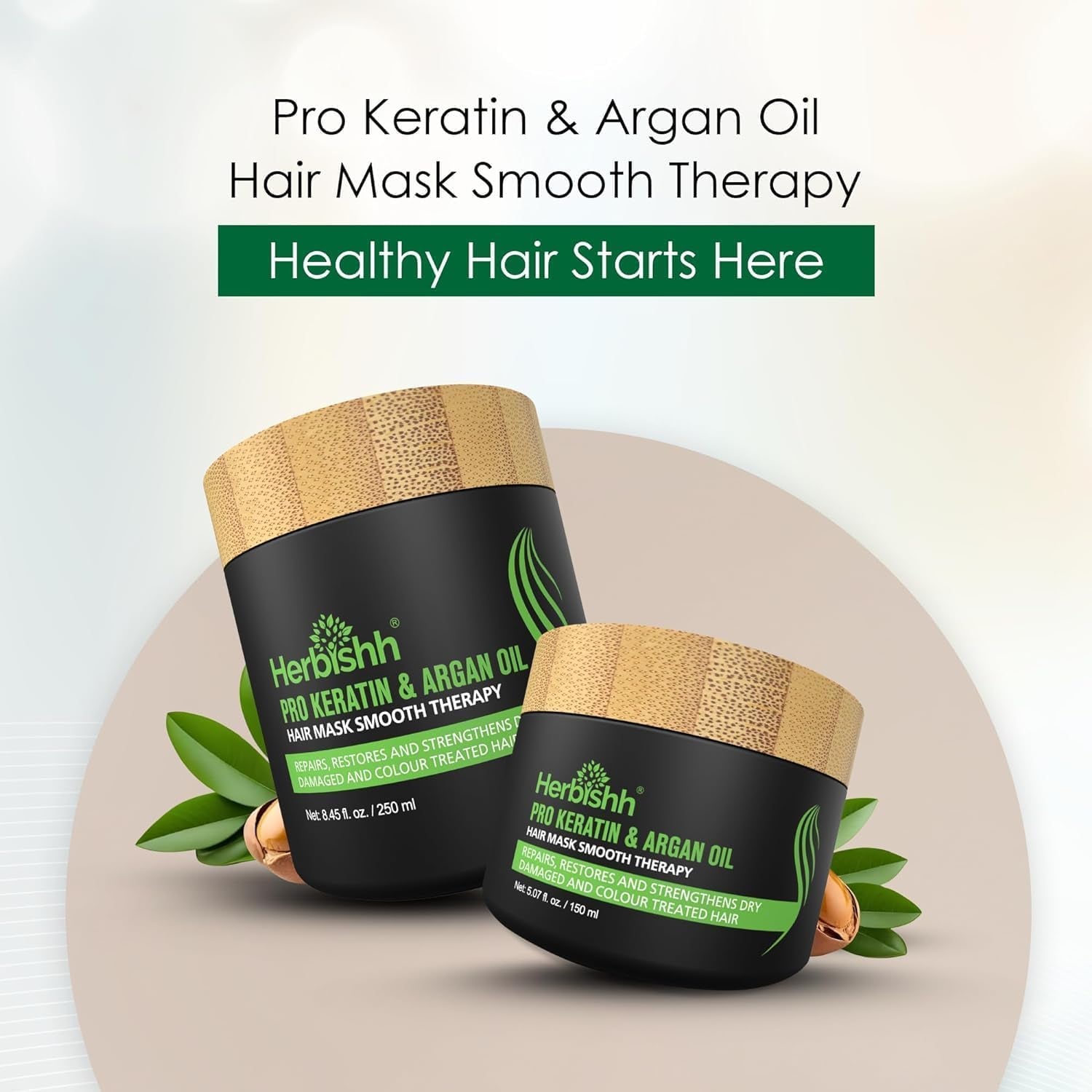 Herbishh Argan Hair Mask-Acondicionamiento Profundo E Hidratación Para Un Cabello De Aspecto Más Saludable Para Cabello Muy Seco, Débil Y Estresado, Sin Sulfatos, Sin Parabenos (150)