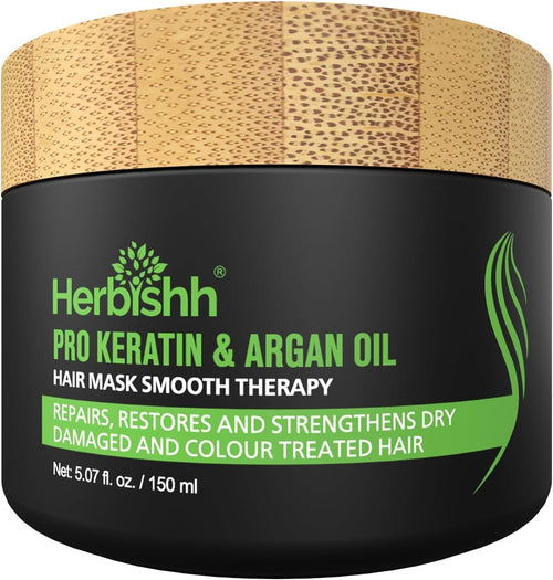 Herbishh Argan Hair Mask-Acondicionamiento Profundo E Hidratación Para Un Cabello De Aspecto Más Saludable Para Cabello Muy Seco, Débil Y Estresado, Sin Sulfatos, Sin Parabenos (150)