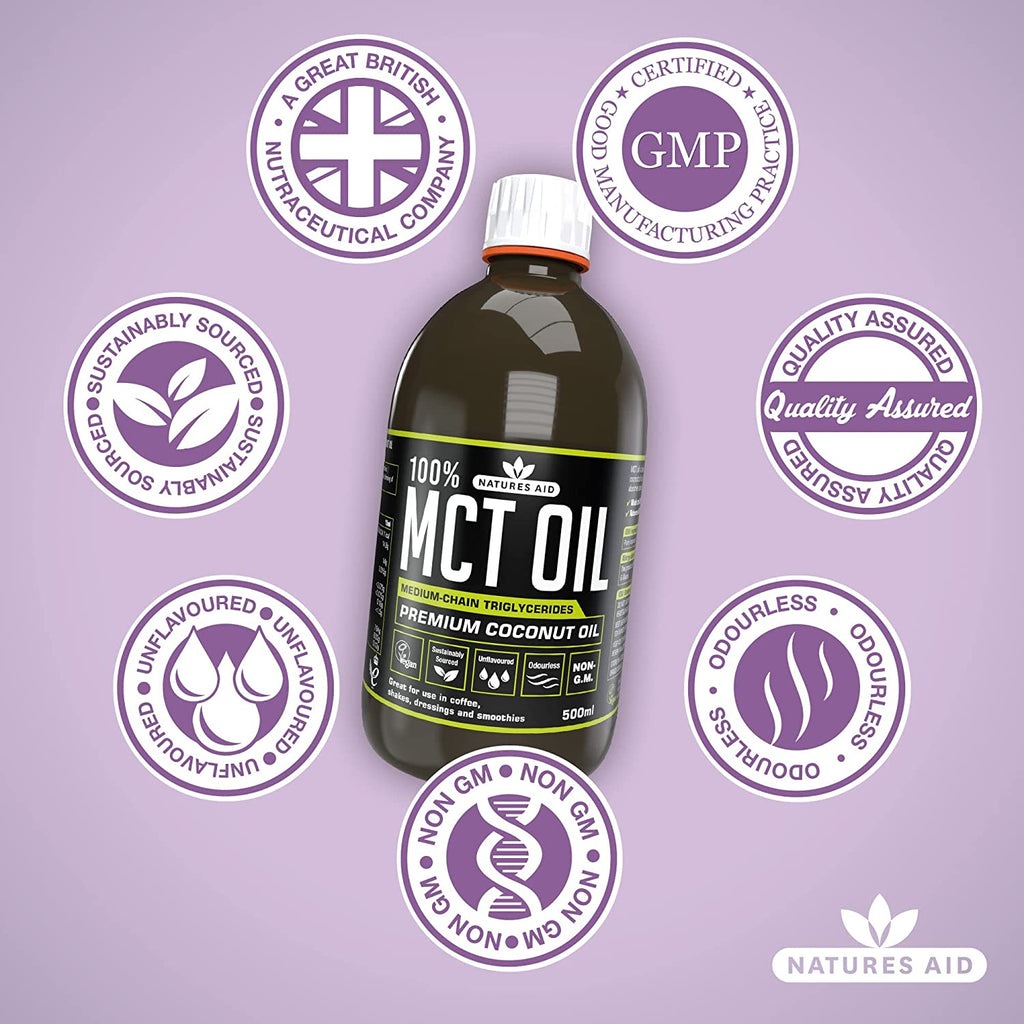 Natures Aid 100 Porcentaje MCT Coconut Aceite 500 Ml