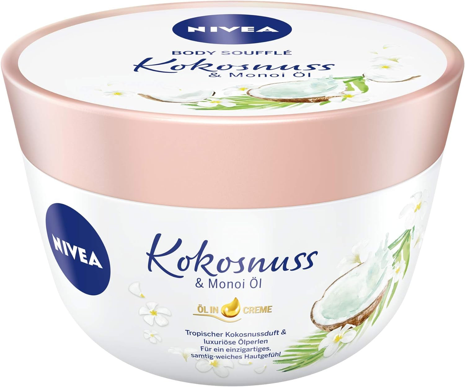 NIVEA Body Soufflé Coco & Monoi Aceite (200 Ml), Cuidado Del Cuerpo Para 24H De Humedad, Loción Para Piel Seca Y Muy Seca